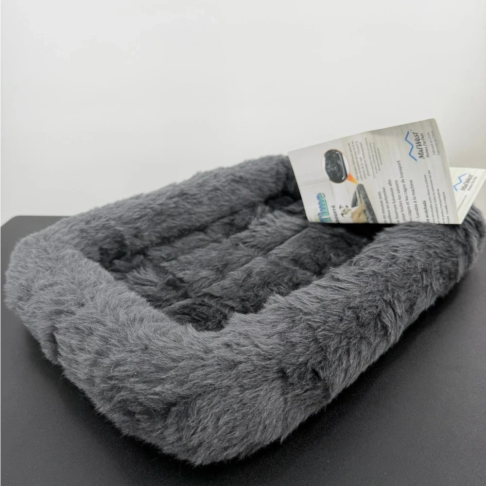 MidWest Homes for Pets Bolster Dog or Cat Bed 18L-Inch Gray Comfortable Bolster